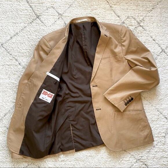 ASOS EDGE Cotton Blazer Tan Size L - Picture 3 of 9